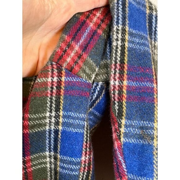Vintage Wool Plaid Jacket M Blue Checks Retro Academia Resort Classic Bomber 80s - Picture 11 of 15